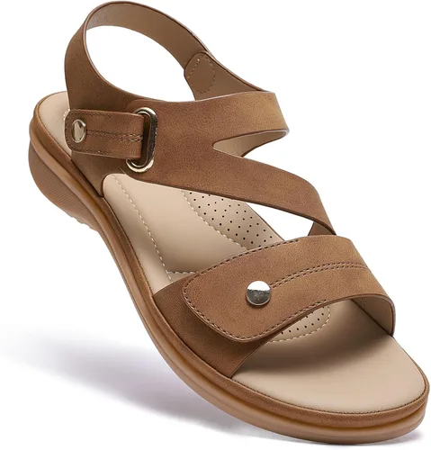 Miniatura 11 de Littleplum - Sandalias para mujer con soporte de arco - Sandalias planas cómodas para mujer, zapatos ortopédicos ajustables transpirables