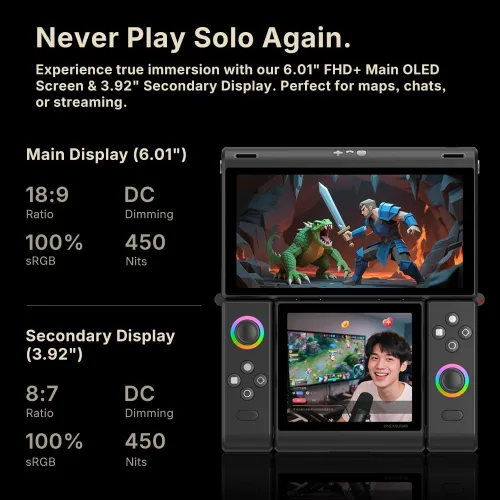 Miniatura 3 de ONE XPLAYER ONEXSUGAR - Consola de juegos portátil Android 14 – Snapdragon G3 Gen3, 16 GB de RAM + 512 GB UFS4.0, pantallas OLED duales
