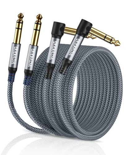 Miniatura 8 de AkoaDa Akoad - Cable de instrumento TRS de 1/4 de pulgada (paquete de 2 unidades, 10 pies, conector macho de 0.250 in), cable de interconexión