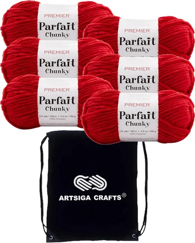 Miniatura 17 de Premier Yarns Parfait Chunky Mushroom 1150-41 (6 madejas - mismo lote de tinte) Peso S Bulky #6 Hilo de poliéster para ganchillo y punto con bolsa