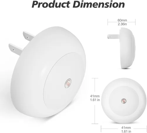 Miniatura 5 de fesnne Luz Nocturna, Luces Nocturnas Enchufables en la Pared, Sensor de Atardecer a Amanecer, Luz Nocturna LED Rosa 0.5W, Juego de 2 Luces Nocturnas
