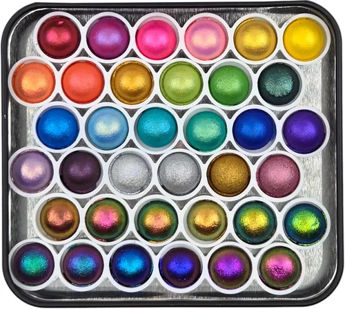 IUILE Pinturas de acuarela hechas a mano - Juego de lata pequeña de gota mágica Vol. 2 (36 colores)