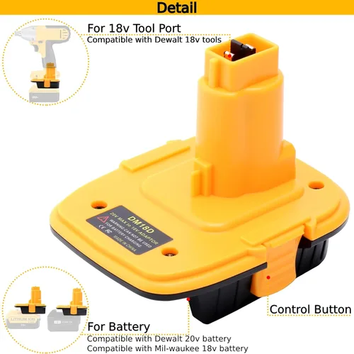 Miniatura 5 de Tulepowceeng Paquete de 2 adaptadores de batería DM18D compatibles con herramientas Dewalt de 18V, convertidor compatible con Dewalt de 20V