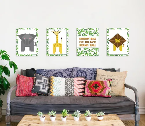 Miniatura 2 de Selva Animales, Jungle Buddies Print in Flower Print, Dream Big Wall Cartel, decoración de pared para habitación infantil, póster infantil, juego