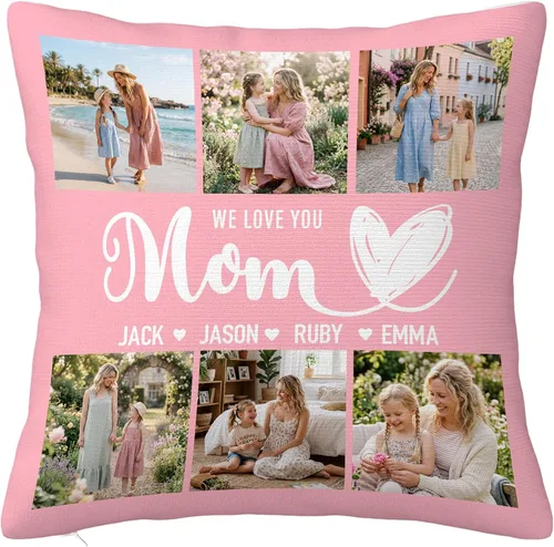 Miniatura 11 de Easycosy Almohada personalizada con texto de imagen, funda de almohada con foto, regalos personalizados para parejas, funda de cojín con foto, 4