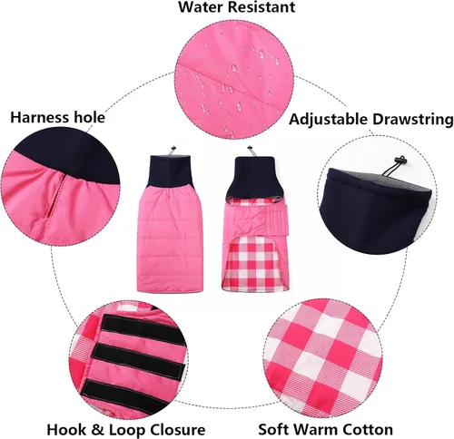 Miniatura 4 de Abrigo de perro salchicha para perro salchicha Corgi Weiner reversible, abrigo de invierno acolchado con forro de algodón de cuello alto para perro