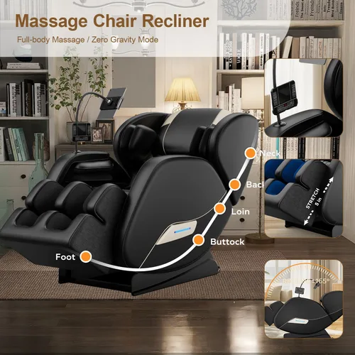 Miniatura 7 de 2026 Silla de Masaje de Cuerpo Completo, Sillón Reclinable de Gravedad Cero SL-Track Shiatsu con Escaneo Corporal, 6 Puntos de Rodillos Fijo, Bolsas