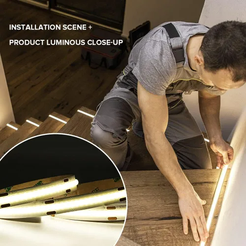 Miniatura 5 de Tira de luz LED USB de 6.56 pies, 5 voltios alimentada por USB, luces LED COB de 4000 K, blanco natural, 0.315 in, tiras flexibles de alta densidad