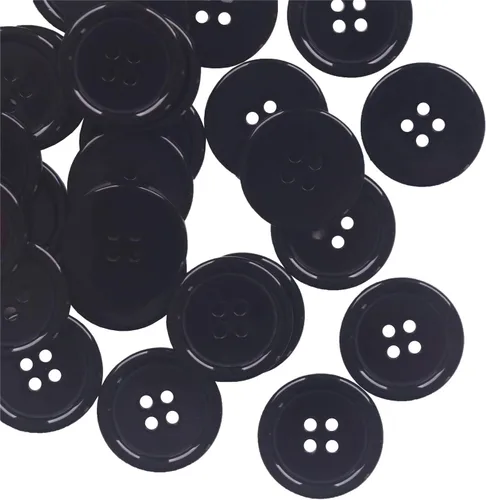 Miniatura 7 de YAKA 50 botones de resina de costura negros de 1 1/4 pulgadas, forma redonda, 4 agujeros, botón para coser álbumes de recortes y manualidades