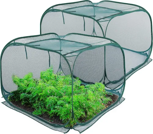 Miniatura 9 de ANC POP Paquete de 3 cubiertas de malla desplegable para plantas, 40 x 40 x 30 pulgadas, protector de plantas para jardín elevado y cama de flores