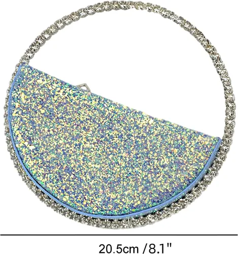 Miniatura 2 de Mini corazón forma redonda Rhinestone embrague bolso bolso marco diamante brillo lentejuelas brillantes bolso de noche boda fiesta