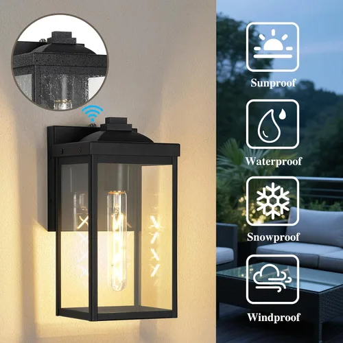Miniatura 4 de Lámparas de pared para exteriores del anochecer al amanecer con sensor de fotocélula, luces de porche delantero impermeables, aplique de montaje