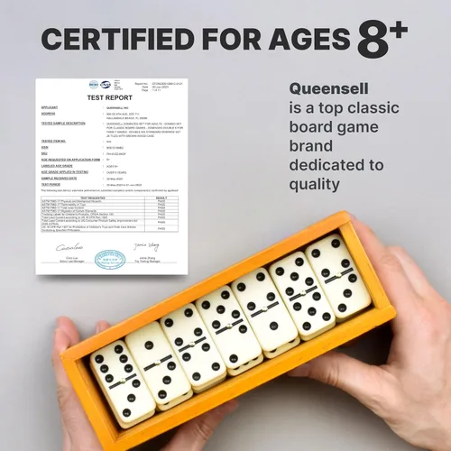 Miniatura 5 de Queensell Juego de dominó para adultos – Dominó – Juegos de mesa clásicos, juegos familiares de dominó dobles 6 para niños y adultos – Juego