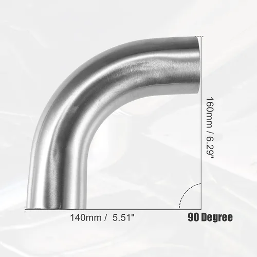 Miniatura 5 de X AUTOHAUX 1 unids OD 2 pulgadas 90 grados mandril curva codo SS304 acero inoxidable curva tubo tubo de escape codo tubo tono plateado
