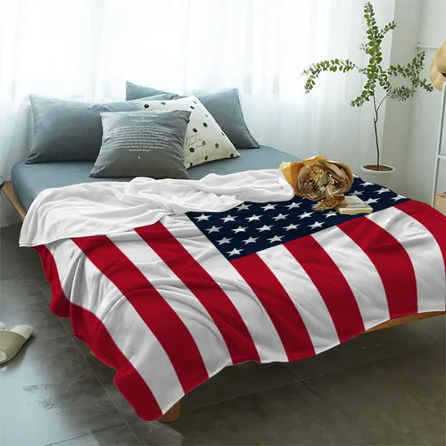 Miniatura 25 de YeeJu Manta de bandera estadounidense para bebé, patriótica para el 4 de julio, Día de los Caídos, 4 de julio, manta de forro polar para niños