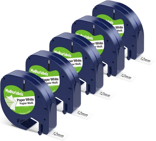Miniatura 9 de Paquete de 5 cintas compatibles con recambios DYMO Letratag de repuesto para recambios de rotuladora DYMO 91331 91332 91333 91334 91335 Cinta