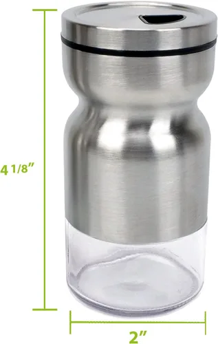 Miniatura 3 de Salero y pimentero Cubierta de acero inoxidable con parte inferior de vidrio con cubierta giratoria para especias (plateado)
