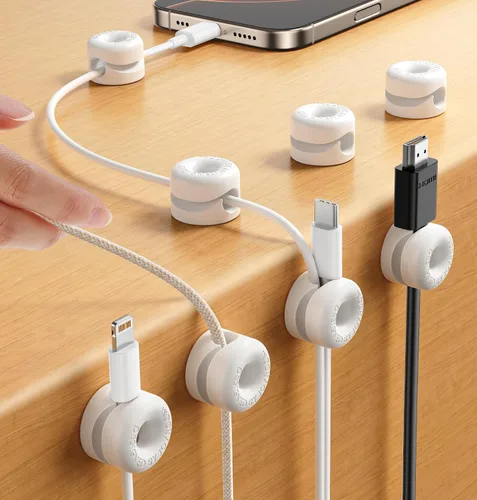 Miniatura 9 de Paquete de 8 clips organizadores de cables JOYROOM [1s bloqueo a presión lateral] Soporte de cable de silicona para gestión de cables, clips