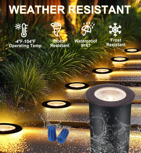 Miniatura 7 de Paquete de 6 luces LED de pozo de 9 W de CLOUDY BAY, luces de paisaje, 2700K/3000K/3500K/4000K/5000K seleccionables, iluminación de bajo voltaje