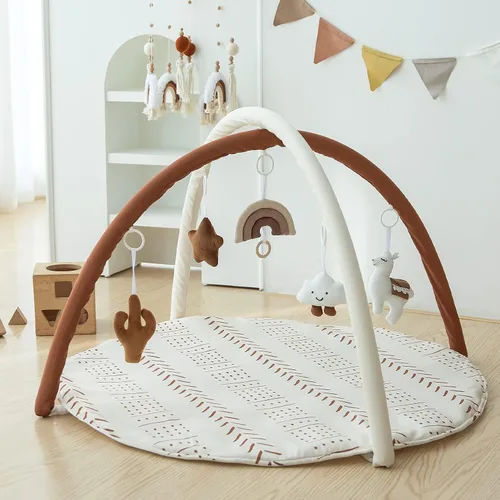Miniatura 3 de Razee Alfombra de gimnasio para bebé, centro de actividades para bebés, centro de actividades para bebés con tapete de juego con 5 juguetes