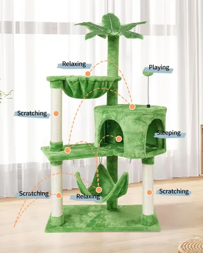 Miniatura 2 de KIYUMI - Árbol para gatos, torre para gatos, condominio con poste de rascado de sisal para gatos de interior, mueble con hamaca y percha, juguetes