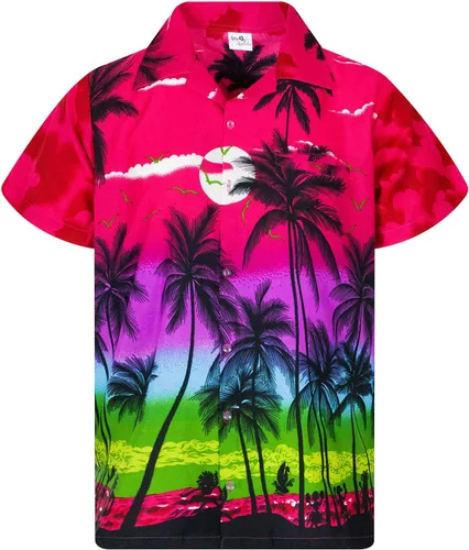 KING KAMEHA Camisa hawaiana para hombre Funky Casual con botones, muy fuerte, manga corta, unisex, playa