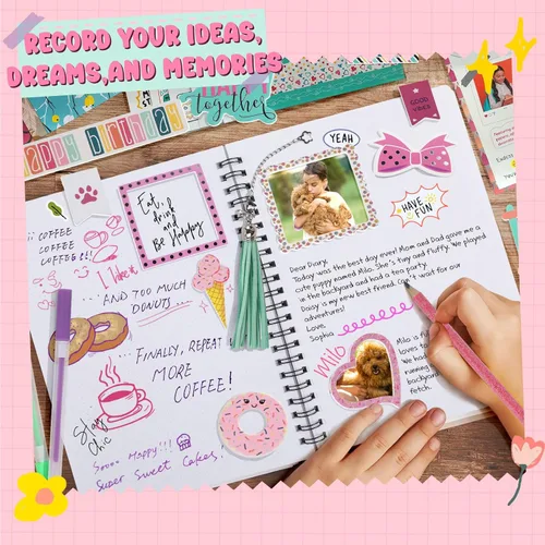Miniatura 3 de EDUMAN Kit de diario rosa para niñas, juego de papelería, juego de diario para adolescentes y adolescentes, juego de suministros para álbumes
