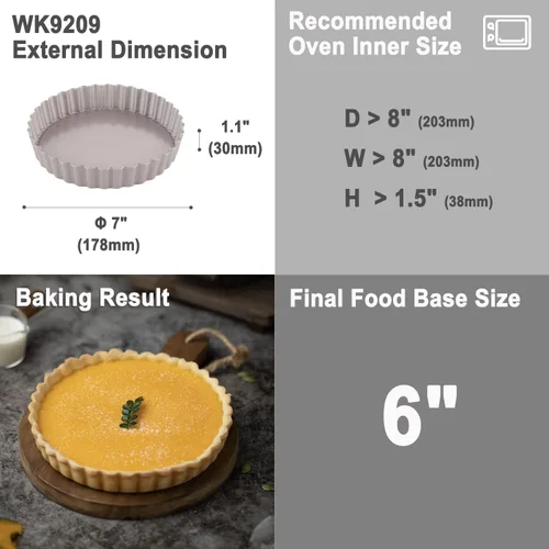 Miniatura 2 de CHEFMADE Sartén para tartas, 7 pulgadas con parte inferior suelta extraíble, antiadherente, redonda, quiche, para horno y cocción instantánea