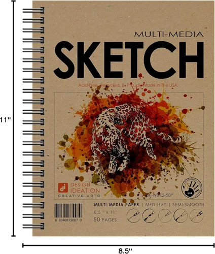 Miniatura 9 de Design Ideation Cuaderno de bocetos multimedia: libro de proyectos creativos de papel premium para lápiz, tinta, marcador, carbón y acuarela. Ideal