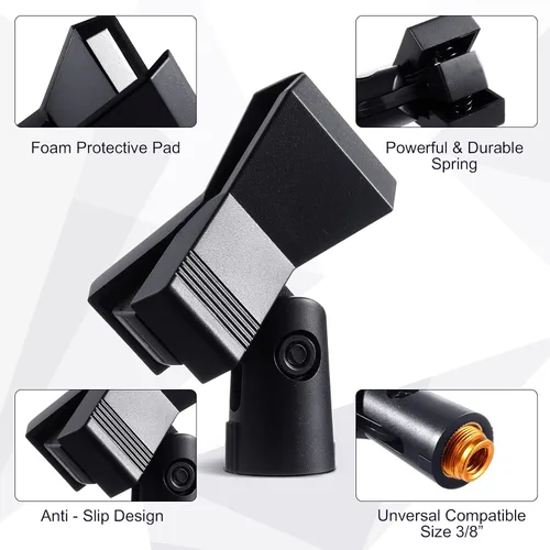 Miniatura 3 de 4 clips de micrófono para soportes con 4 adaptadores ajustables, soporte de micrófono, abrazadera de soporte de micrófono inalámbrico con adaptador