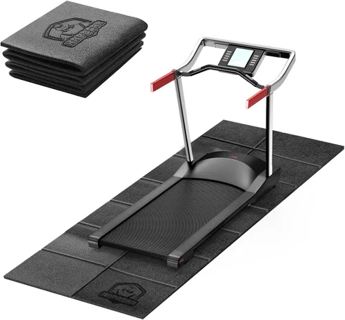 Miniatura 11 de HAPBEAR Alfombrilla para caminadora, 68 x 24 x 1/5 pulgadas, gruesa, antideslizante, plegable, para caminar, banco de pesas y cinta de correr