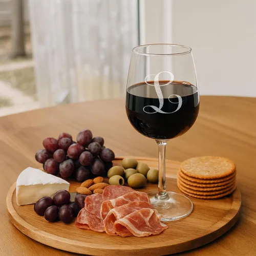 Miniatura 6 de Regalos de vino con monograma A-Z para mujer, copa de vino personalizada grabada de 12.75 onzas, regalos divertidos con monograma para amantes