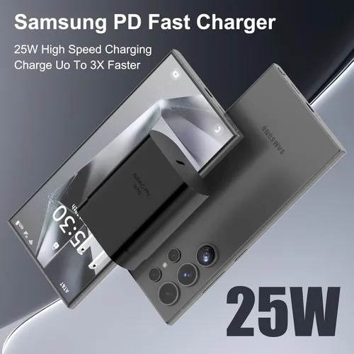 Miniatura 6 de Samsung USB-C - Adaptador de alimentación de carga súper rápida, bloque de carga PD de 25 W para Samsung Galaxy S26/S26 Ultra/S26+/S25