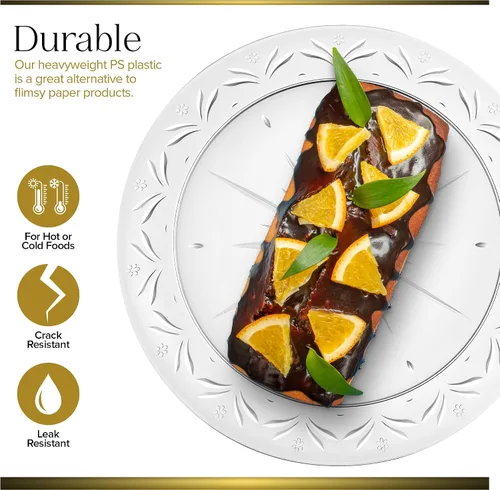 Miniatura 4 de Stock Your Home 100 platos de plástico transparente de alta calidad de 7 pulgadas, platos pequeños para aperitivos, postres y fiestas, platos