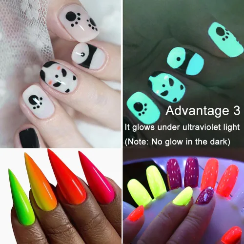 Miniatura 5 de Juego de 12 cajas de pigmento de fósforo de neón en polvo de pigmento de uñas de gran capacidad 240G Fluorescent Nail Glitter Gel Polish 12