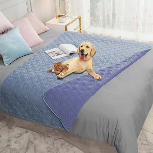 Miniatura 66 de Ameritex Funda Impermeable para Cama de Perro Manta para Mascotas para Muebles Cama Sillón Sofá Reversible Azul marino+azul piedra
