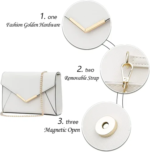 Miniatura 2 de KKXIU Elegante bolso de mano de piel sintética para mujer, bolso de mano plegable para fiesta, boda, baile de graduación
