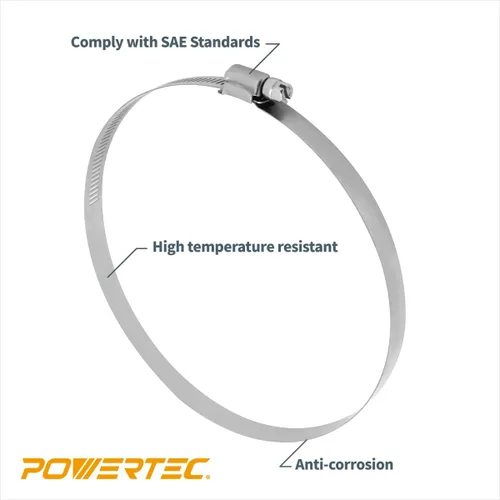 Miniatura 3 de POWERTEC Abrazaderas de manguera de accionamiento de engranaje sin fin de acero inoxidable, ajustables de 5-1/2 a 6-1/2 pulgadas para manguera