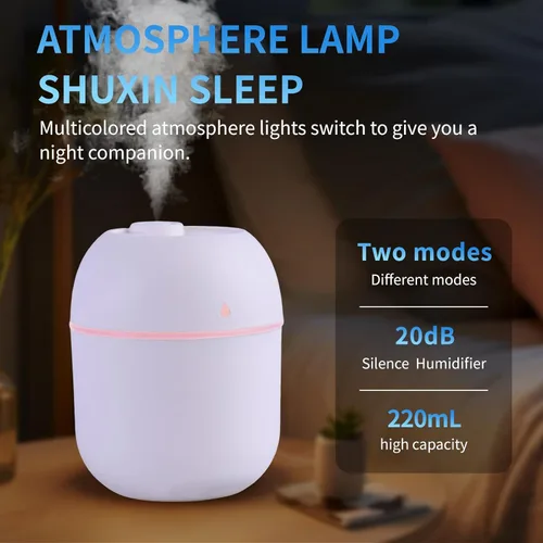Miniatura 3 de Mini Humidificador Portátil Pequeño Humidificador de Niebla Fría Personal de Escritorio Alimentado por USB Súper Silencioso para Viaje, Carro, Blanco