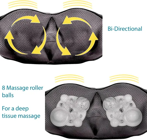 Miniatura 3 de InvoSpa Masajeador Shiatsu con Calor - Almohada Masajeadora de Amasamiento de Tejido Profundo para Cuello, Hombros y Espalda - Masaje Eléctrico