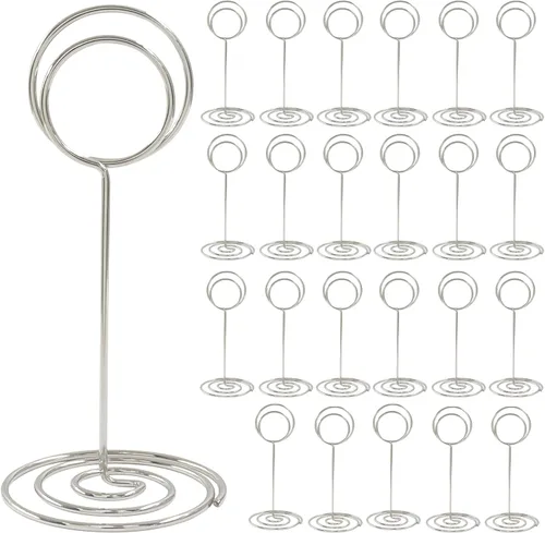 Miniatura 8 de 12 soportes para números de mesa, soporte de tarjeta de lugar negro de 2 pulgadas, soporte de metal para mesa de recepción de boda, soporte