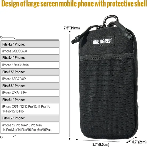Miniatura 2 de ONETIGRIS Funda para teléfono celular, soporte de cinturón Molle para hombres, para iPhone 17 Pro Max/Air/17/16/15/14/13/12/11/X/XR/XS/8 Plus/7/6