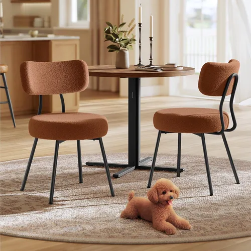 Miniatura 14 de VASAGLE Sillas de Comedor Boucle Juego de 4, Sillas Tapizadas de Cocina y Comedor con Respaldo Curvado y Marco de Acero, Modernas de Mediados
