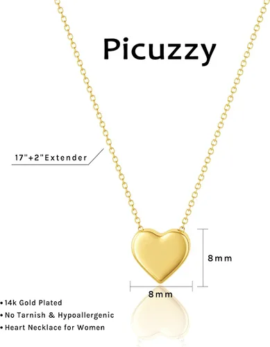 Miniatura 5 de Collares de corazón para mujer, delicado collar de oro de 14 quilates, collar de corazón de plata, gargantilla simple para mujer, joyería de moda