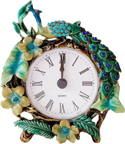 Miniatura 10 de Silent Mini reloj de mesa analógico vintage con cuerpo de metal pintado a mano y núcleo sin tictac funciona con pilas para estante, dormitorio
