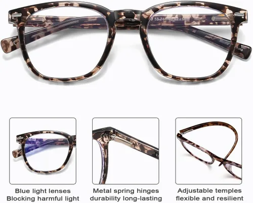 Miniatura 4 de EYECEDAR Paquete de 3 lentes de lectura para mujer con bloqueo de luz azul, bisagras de resorte metálico, patillas ajustables y flexibles, anteojos