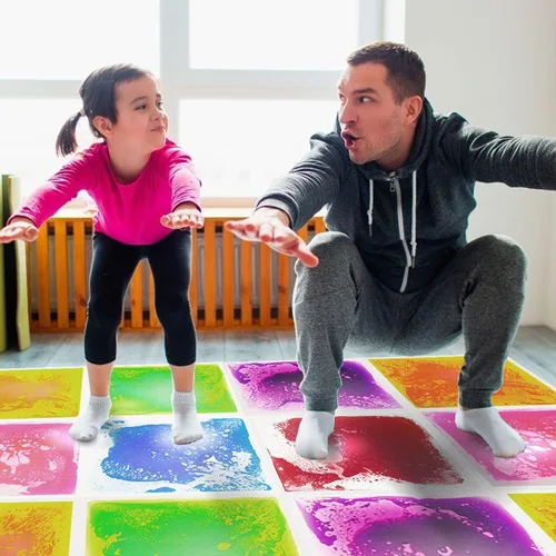 Miniatura 6 de Edusense Azulejos líquidos sensoriales para autismo, tapetes de juego de actividades para niños, sala de aprendizaje temprano sensorial, azulejos