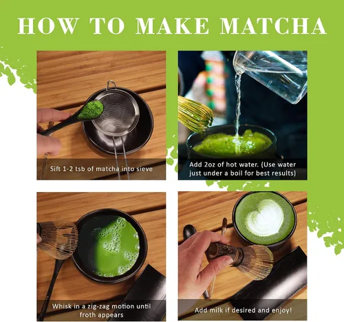 Miniatura 7 de BambooMN Batidor Matcha y colador de té - Juego de ceremonia de té japonés