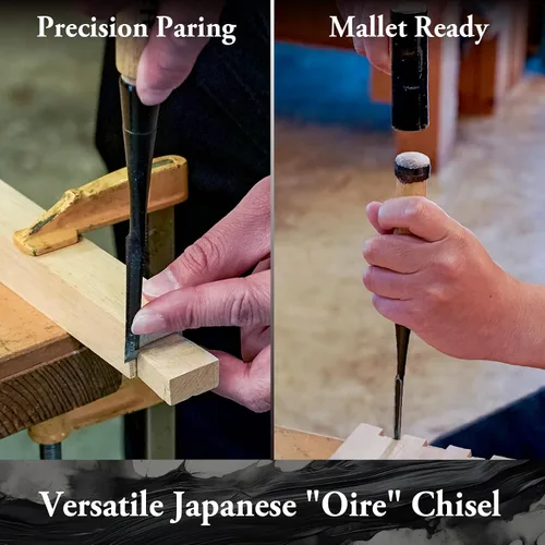 Miniatura 2 de SUIZAN Cincel de madera japonés 1/4" (6mm) - Herramientas profesionales Oire Nomi para carpintería