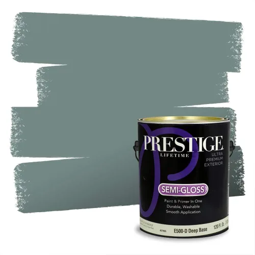 Miniatura 143 de Prestige Paints - Pintura exterior e imprimación en uno, 1 galón, plano, compatibilidad comparable con el color menta «Whipped Mint» de Behr